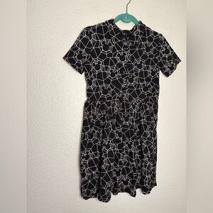 Cakeworthy Mickey Mouse Spiderweb Halloween Dress Size M Black White Polo Button